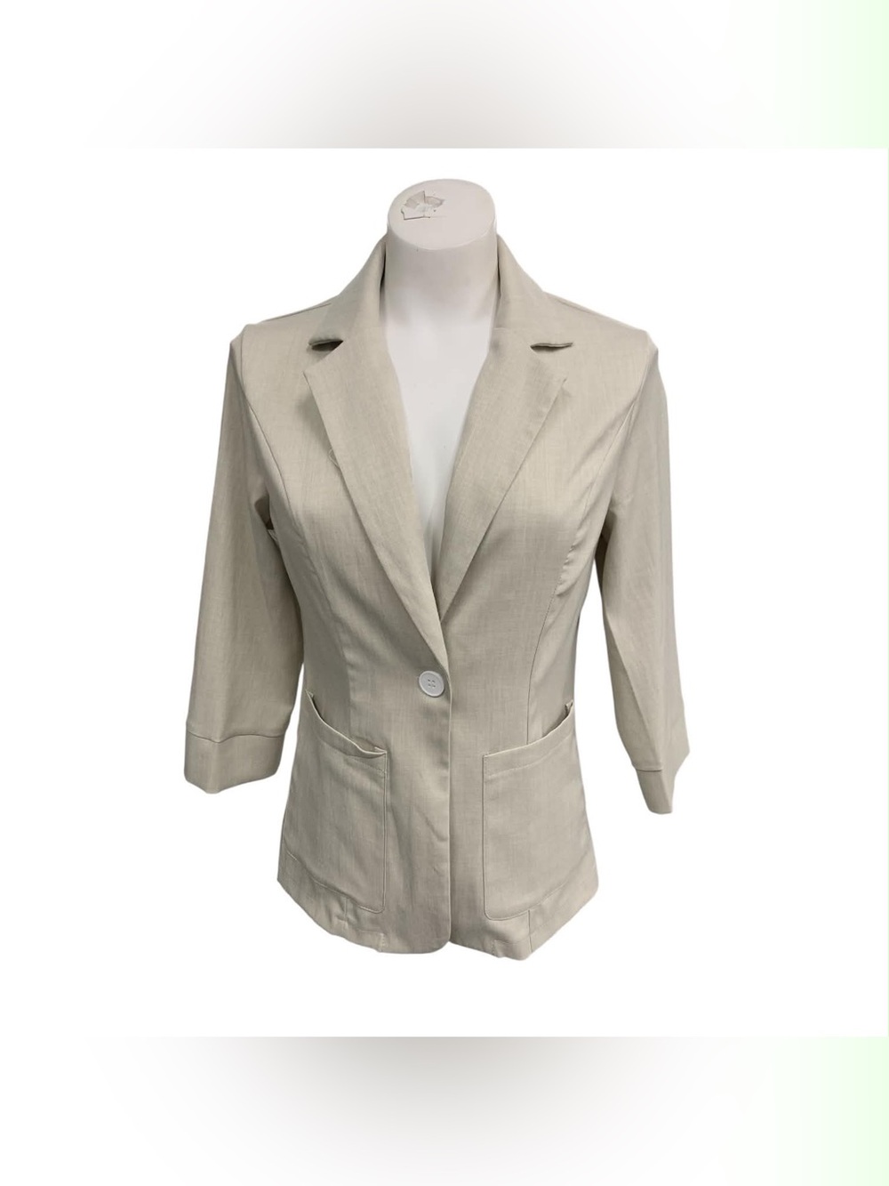 Women's Cream Single-Button Blazer Jacket Size S